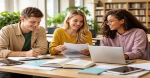 Students studying educational psychology concepts for dissertation topic selection in 2026