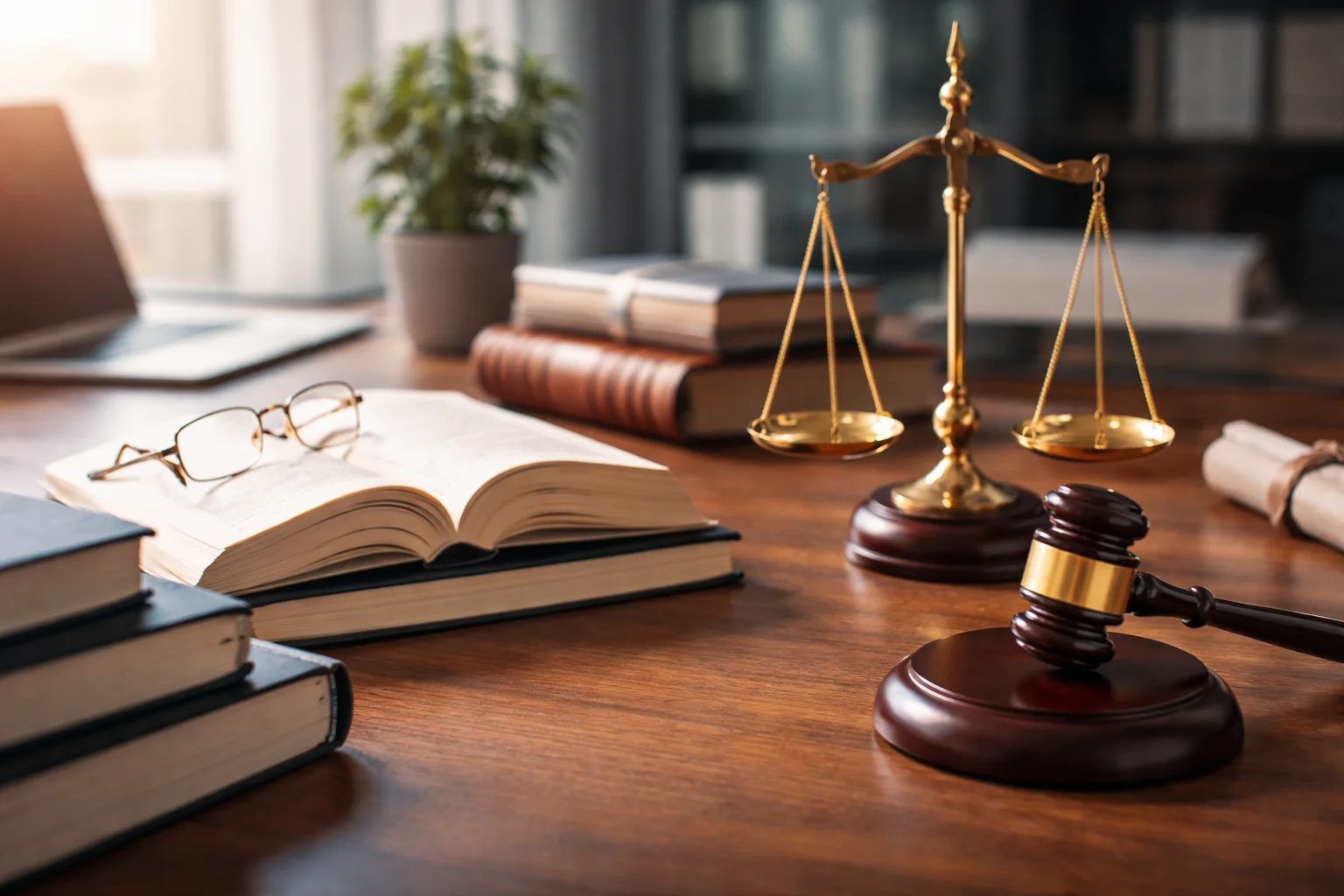 Scales of justice, law books, and abstract global trade symbols representing commercial law research and international commerce.