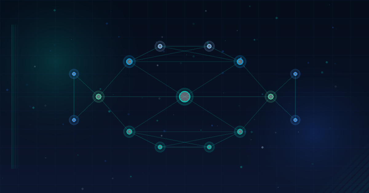 An abstract network graph visualisation representing data mining concepts including nodes, edges, and data connections, used to illustrate dissertation topic ideas for 2026