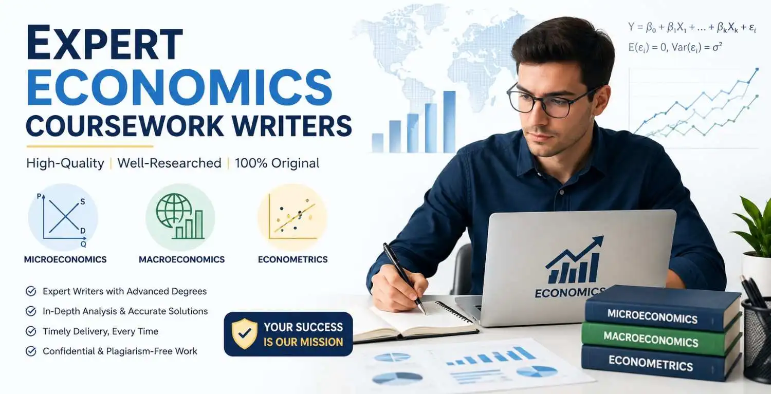 Expert economics coursework writers assisting with microeconomics, macroeconomics, and econometrics assignments