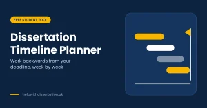 Gantt-style bars and a deadline flag for the dissertation timeline planner