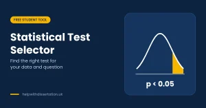 Bell curve with shaded tail and p less than 0.05 for the statistical test selector